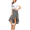 imageLYANER Womens Boho Floral Print Wrap Front Self Tie Knot Ruffle Hem Split Midi SkirtBlack