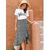 imageLYANER Womens Boho Floral Print Wrap Front Self Tie Knot Ruffle Hem Split Midi SkirtBlack