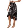 imageLYANER Womens Boho Floral Print Wrap Front Self Tie Knot Ruffle Hem Split Midi SkirtBlackred