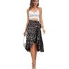 imageLYANER Womens Boho Floral Print Wrap Front Self Tie Knot Ruffle Hem Split Midi SkirtBlackred
