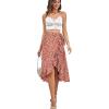 imageLYANER Womens Boho Floral Print Wrap Front Self Tie Knot Ruffle Hem Split Midi SkirtBrickwhite