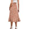 imageLYANER Womens Boho Floral Print Wrap Front Self Tie Knot Ruffle Hem Split Midi SkirtDusty Pink