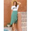 imageLYANER Womens Boho Floral Print Wrap Front Self Tie Knot Ruffle Hem Split Midi SkirtGreen