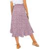 imageLYANER Womens Boho Floral Print Wrap Front Self Tie Knot Ruffle Hem Split Midi SkirtPink