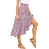 imageLYANER Womens Boho Floral Print Wrap Front Self Tie Knot Ruffle Hem Split Midi SkirtPink