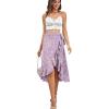 imageLYANER Womens Boho Floral Print Wrap Front Self Tie Knot Ruffle Hem Split Midi SkirtPurple a