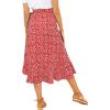 imageLYANER Womens Boho Floral Print Wrap Front Self Tie Knot Ruffle Hem Split Midi SkirtRed