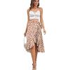 imageLYANER Womens Boho Floral Print Wrap Front Self Tie Knot Ruffle Hem Split Midi SkirtWhitered