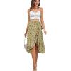 imageLYANER Womens Boho Floral Print Wrap Front Self Tie Knot Ruffle Hem Split Midi SkirtYellowgreen