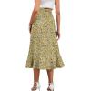 imageLYANER Womens Boho Floral Print Wrap Front Self Tie Knot Ruffle Hem Split Midi SkirtYellowgreen