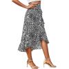 imageLYANER Womens Boho Floral Print Wrap Front Self Tie Knot Ruffle Hem Split Midi SkirtZebra Black