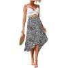 imageLYANER Womens Boho Floral Print Wrap Front Self Tie Knot Ruffle Hem Split Midi SkirtZebra Black