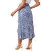 imageLYANER Womens Boho Floral Print Wrap Front Self Tie Knot Ruffle Hem Split Midi SkirtZebra Blue