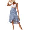 imageLYANER Womens Boho Floral Print Wrap Front Self Tie Knot Ruffle Hem Split Midi SkirtZebra Blue