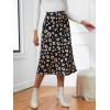 imageLYANER Womens Casual Boho Printed High Waist Side Split Hem Zipper Midi SkirtBlack