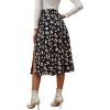 imageLYANER Womens Casual Boho Printed High Waist Side Split Hem Zipper Midi SkirtBlack