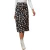 imageLYANER Womens Casual Boho Printed High Waist Side Split Hem Zipper Midi SkirtBlack