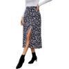 imageLYANER Womens Casual Boho Printed High Waist Side Split Hem Zipper Midi SkirtBlack Disty Floral