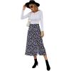 imageLYANER Womens Casual Boho Printed High Waist Side Split Hem Zipper Midi SkirtBlack Disty Floral