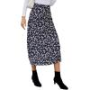 imageLYANER Womens Casual Boho Printed High Waist Side Split Hem Zipper Midi SkirtBlack Disty Floral