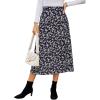 imageLYANER Womens Casual Boho Printed High Waist Side Split Hem Zipper Midi SkirtBlack Disty Floral