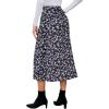 imageLYANER Womens Casual Boho Printed High Waist Side Split Hem Zipper Midi SkirtBlack Disty Floral
