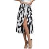 imageLYANER Womens Casual Boho Printed High Waist Side Split Hem Zipper Midi SkirtBlack on White