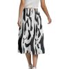 imageLYANER Womens Casual Boho Printed High Waist Side Split Hem Zipper Midi SkirtBlack on White