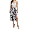 imageLYANER Womens Casual Boho Printed High Waist Side Split Hem Zipper Midi SkirtBlack on White
