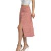 imageLYANER Womens Casual Boho Printed High Waist Side Split Hem Zipper Midi SkirtDarkpink
