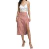 imageLYANER Womens Casual Boho Printed High Waist Side Split Hem Zipper Midi SkirtDarkpink