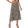 imageLYANER Womens Casual Boho Printed High Waist Side Split Hem Zipper Midi SkirtFloral Black