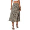 imageLYANER Womens Casual Boho Printed High Waist Side Split Hem Zipper Midi SkirtFloral Black