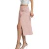 imageLYANER Womens Casual Boho Printed High Waist Side Split Hem Zipper Midi SkirtFloral Pink