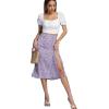 imageLYANER Womens Casual Boho Printed High Waist Side Split Hem Zipper Midi SkirtFloral Purple