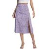 imageLYANER Womens Casual Boho Printed High Waist Side Split Hem Zipper Midi SkirtFloral Purple