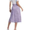 imageLYANER Womens Casual Boho Printed High Waist Side Split Hem Zipper Midi SkirtFloral Purple