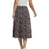 imageLYANER Womens Casual Boho Printed High Waist Side Split Hem Zipper Midi SkirtFlower Black