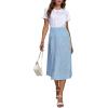 imageLYANER Womens Casual Boho Printed High Waist Side Split Hem Zipper Midi SkirtFlower Blue