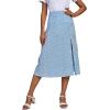 imageLYANER Womens Casual Boho Printed High Waist Side Split Hem Zipper Midi SkirtFlower Blue