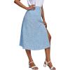 imageLYANER Womens Casual Boho Printed High Waist Side Split Hem Zipper Midi SkirtFlower Blue