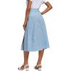 imageLYANER Womens Casual Boho Printed High Waist Side Split Hem Zipper Midi SkirtFlower Blue