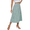 imageLYANER Womens Casual Boho Printed High Waist Side Split Hem Zipper Midi SkirtFlower Dusty Green