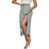 imageLYANER Womens Casual Boho Printed High Waist Side Split Hem Zipper Midi SkirtFlower Dusty Green