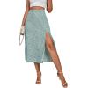 imageLYANER Womens Casual Boho Printed High Waist Side Split Hem Zipper Midi SkirtFlower Dusty Green