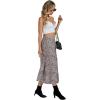 imageLYANER Womens Casual Boho Printed High Waist Side Split Hem Zipper Midi SkirtLeopard
