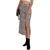 imageLYANER Womens Casual Boho Printed High Waist Side Split Hem Zipper Midi SkirtLeopard