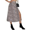 imageLYANER Womens Casual Boho Printed High Waist Side Split Hem Zipper Midi SkirtLeopard