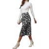 imageLYANER Womens Casual Boho Printed High Waist Side Split Hem Zipper Midi SkirtLeopard Black