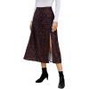 imageLYANER Womens Casual Boho Printed High Waist Side Split Hem Zipper Midi SkirtLeopard Brown